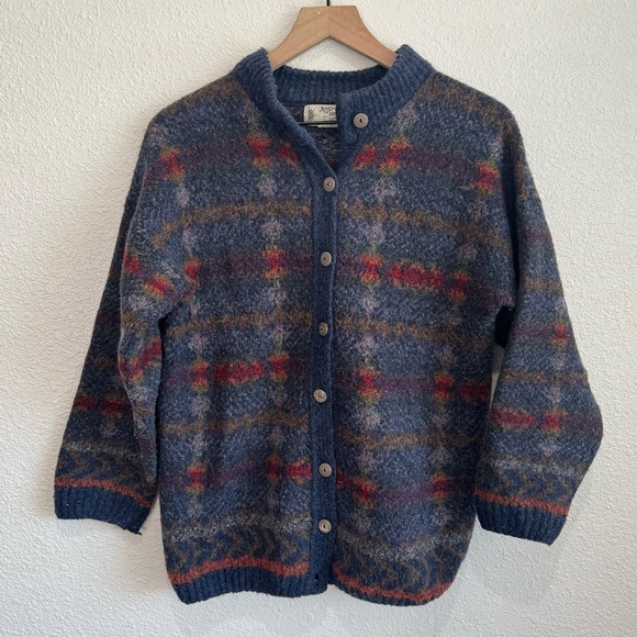 VTG Nor Easterly Made in Scotland Wool Blend Button up Cardigan XL Grandpacore - Picture 1 of 11